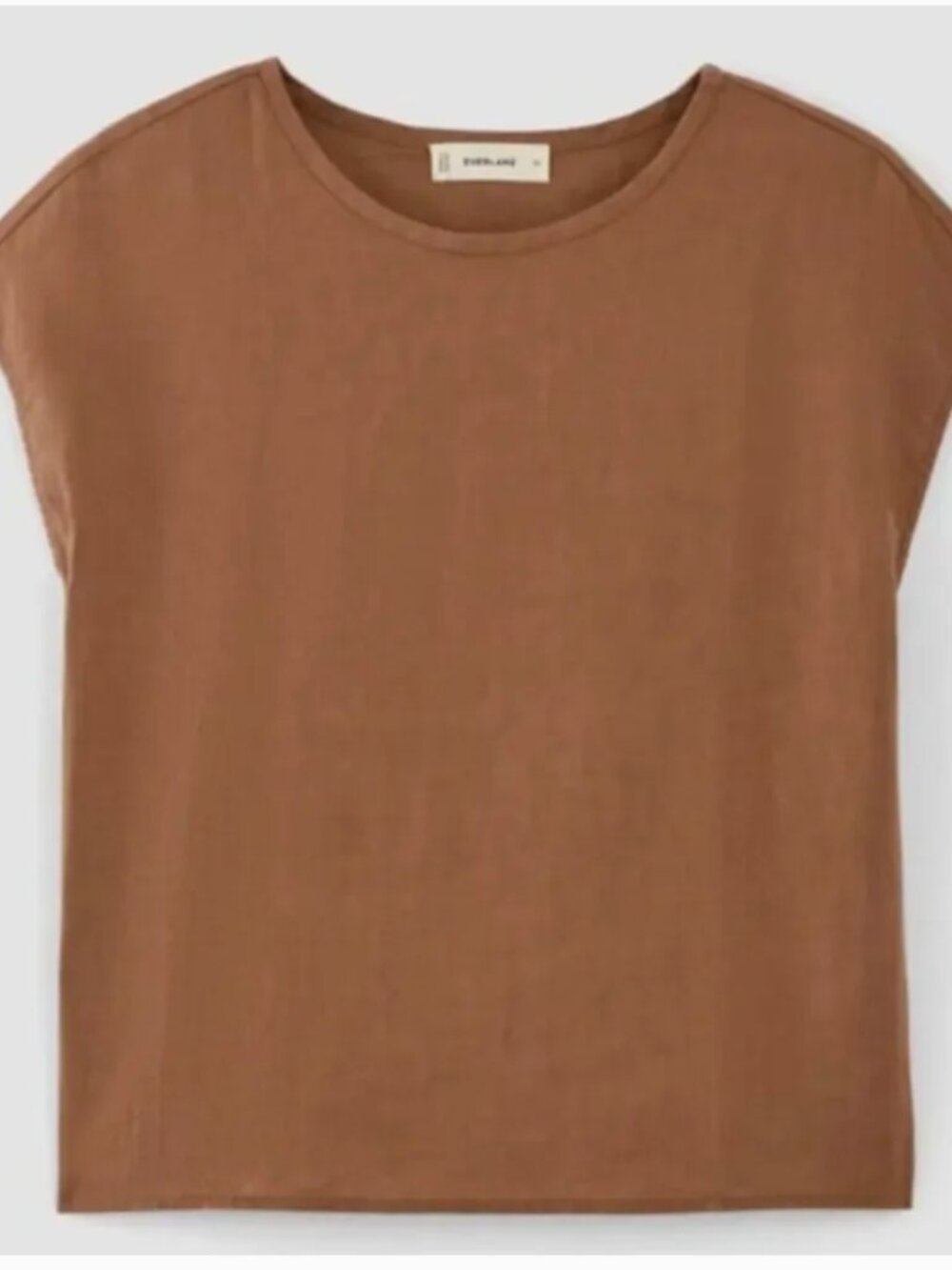 Everlane The Linen Short-Sleeve Crew Tee in Carob Brown